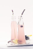 Flavored waters with lemon and blueberries