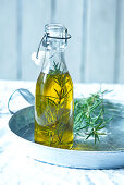 Rosemary oil in a bottle