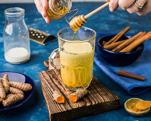 Turmeric golden milk with honey