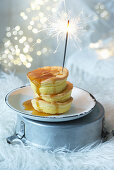 Japanese pancakes with sparkler for Christmas