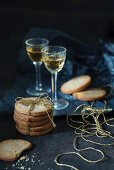 Butter biscuits on white background