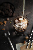 Iced coffee with milk splash