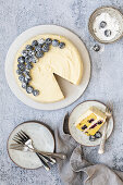 Blueberry lemon cake with vanilla frosting