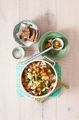 Vegan parsley-and-pumpkin stew with mushrooms