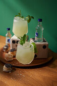 ‘Spin-the-bottle’ cocktail made of mint, coconut water and honeydew melon
