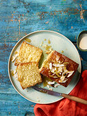 Coconut cake with lime, drizzled with rum