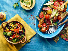 Black bean salsa and zucchini and tomato salad