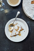 Tarta de Santiago (almond tart, Spain), topped with icing sugar