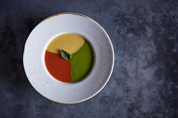 Tri coloured soup