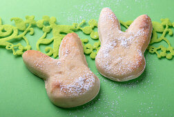 Vegan yeast pastry in the shape of a rabbit for Easter