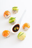 Quick sushi with salmon, tuna, and avocado