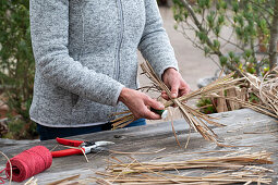 Tying a star from a Chinese Silver Grass cutting