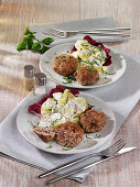 Tartar meatballs with potato salad