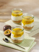 No-bake passion fruit cheesecake in a jar
