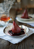 Merlot poached pears with cinnamon and vanilla