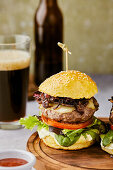 Cheeseburger with caramelized onions