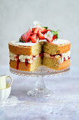 Victoria Sponge Cake - sponge cake with cream and strawberries