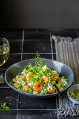 Nettle risotto with prawns