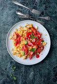 Couscous with rhubarb compote