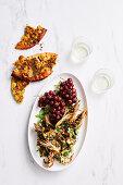Grilled Balmain bugs with charred grapes and ouzo