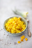 Saffron rice with pineapple and sweet corn (Caribbean cuisine)