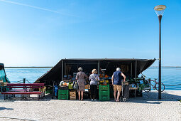 Market stalls at the port, Olhao, near Faro, Algarve, Portugal