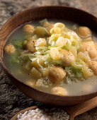 Rice and potato soup with gnocchi (Trentino, Italy)