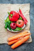 Red, orange, and green vegetables
