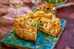 Crispy filo pie with feta cheese