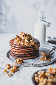 Cocoa pancakes with peanut butter