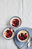 Vegan buckwheat oat porridge with berries
