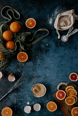 Ingredients for blood orange upside down cake