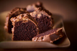 Chocolate cake with chocolate peanut glaze