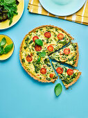 Vegan spinach tomato quiche