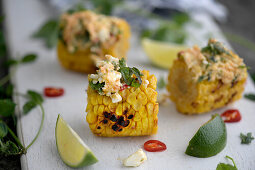 Grilled corn with feta butter and mint