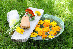 Foot bath with marigold for nail bed inflammation