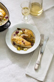 Coq au vin with grapes