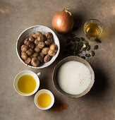 Ingredients for vegan chestnut soup