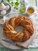 Sweet Easter swirl bread with walnuts