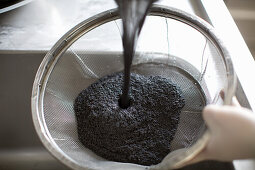 Kaviarernte - Säubern und Wässern des Kaviars