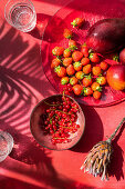 Red currents, strawberries, mango and nectarines