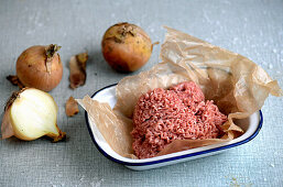 Raw minced pork and onions