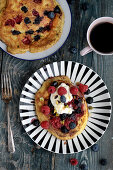 American pancakes with berries and cardamom