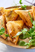 Samosas with Vacherin (Close Up)