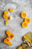 Butternut squash on a concrete base