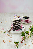 A slice of blackberry dripping cake