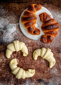 Croissants, baked and unbaked