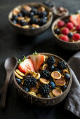 Breakfast bowls with mini pancake muesli and berries