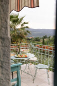 Set table in Mediterranean terrace