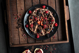 Choco waffles with berries